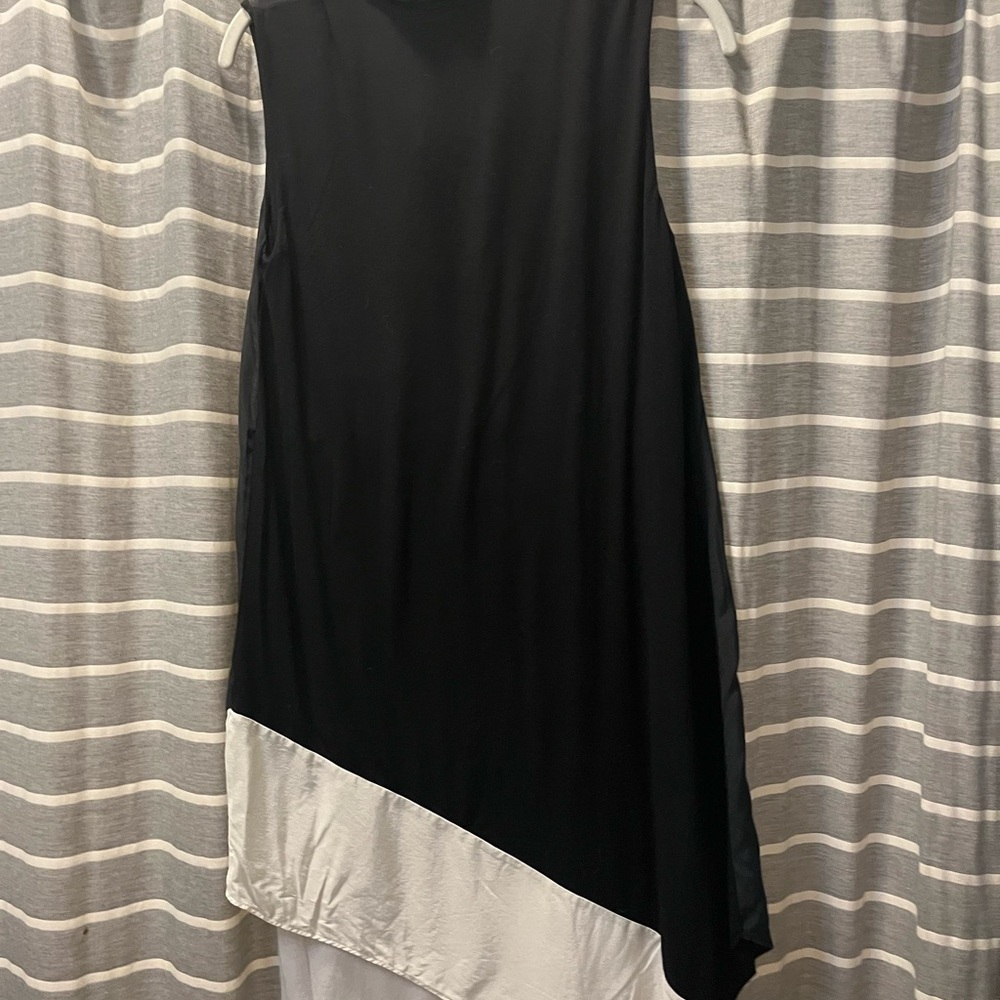 Baily44 Elegant Black and White Asymmetrical Dress